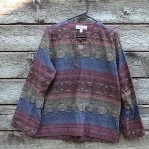 BOJO NAVAJO LACE NECK TOP